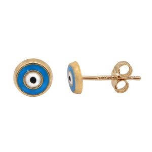 10K Yellow Gold Evil Eye Studs